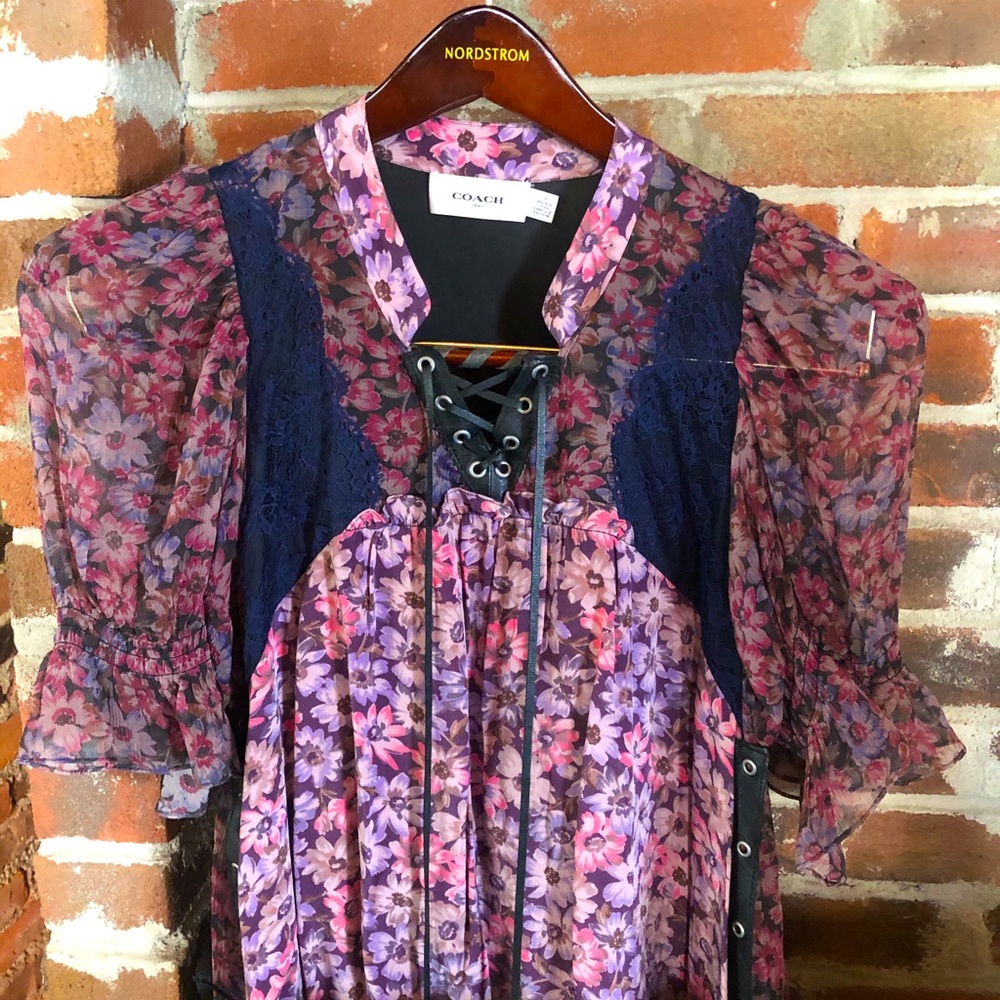 Coach Layered Floral Print Dress